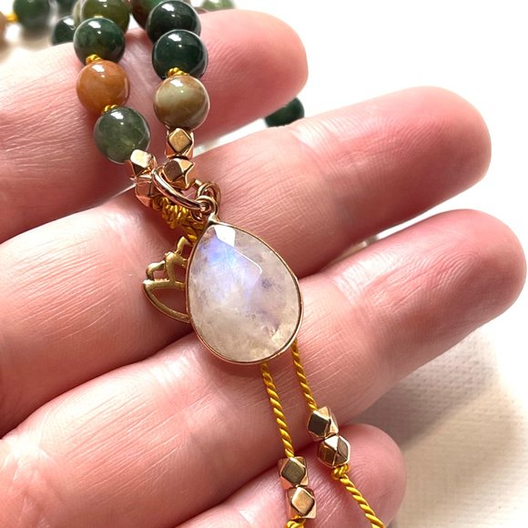 NEW Jasper Moonstone Meditation Necklace 108 - Picture 7 of 8